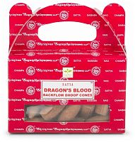 Благовония-конусы стелющийся дым Dragon`s Blood (Кровь драконов), Backflow Dhoop Cones 24 шт., SATYA